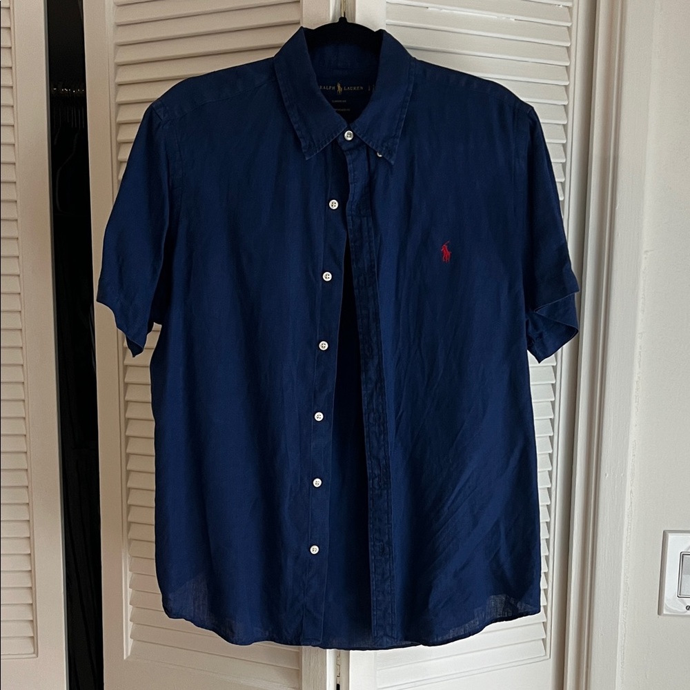 Ralph Lauren Men's navy Casual Shirt in Linen